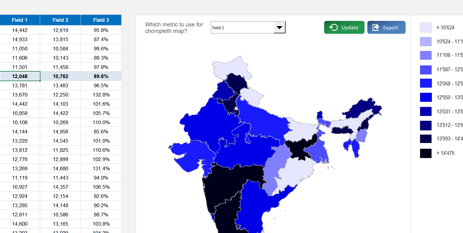 India Choropleth Map Excel Template Image 4