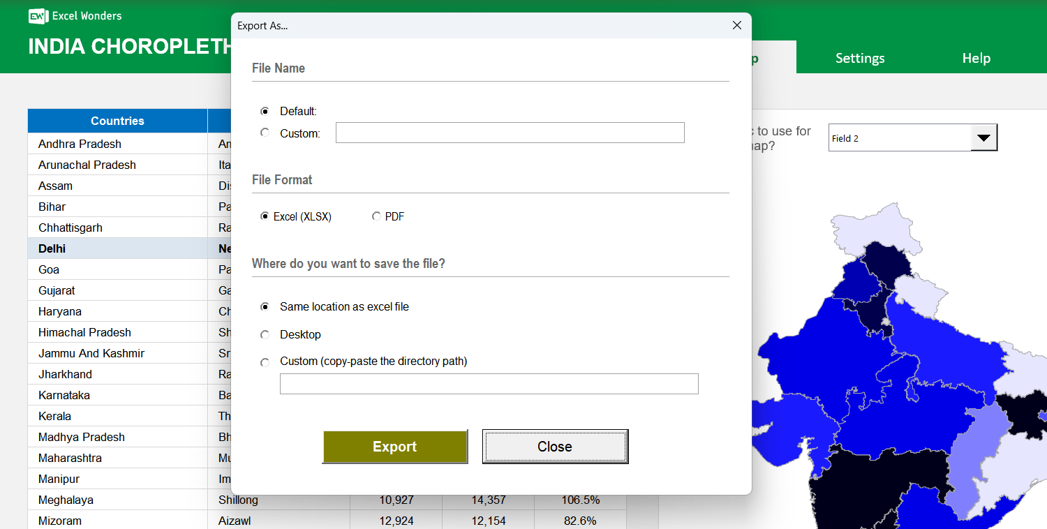 India Choropleth Map Excel Template Image 5