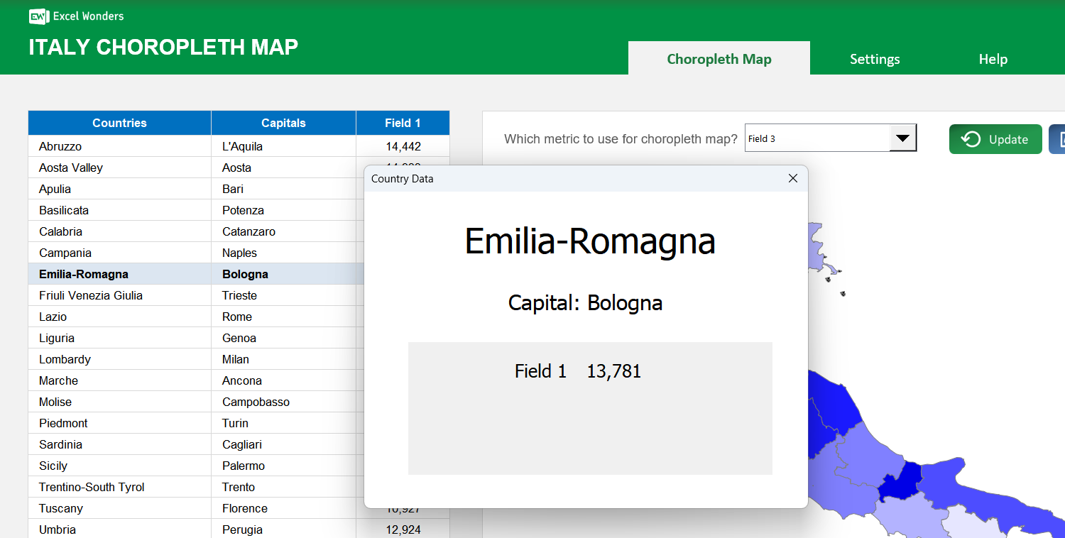 Italy Choropleth Map Excel Template Image 4