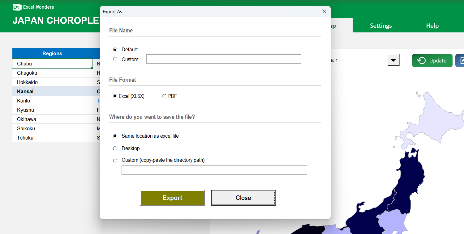Japan Choropleth Map Excel Template Image 5