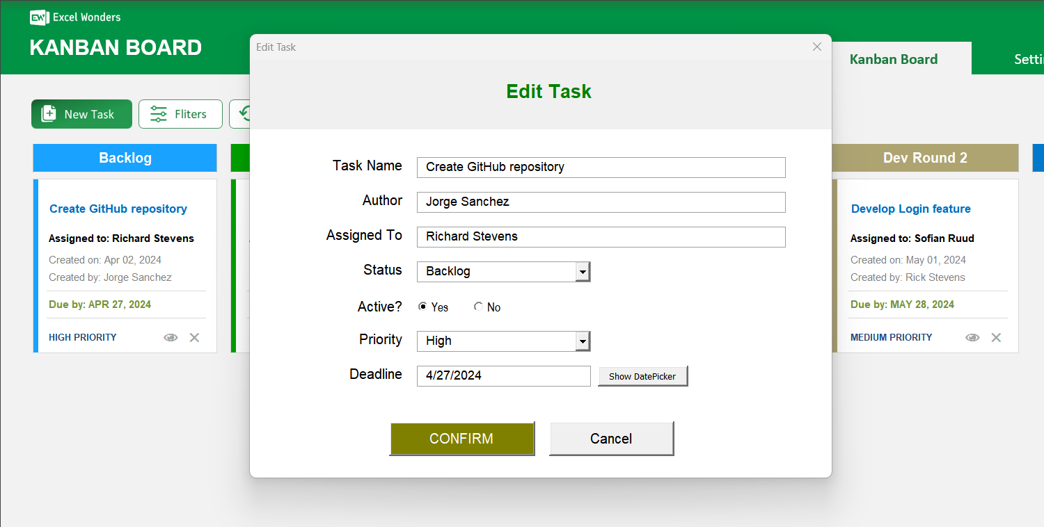 Kanban Board Excel Template Image 3
