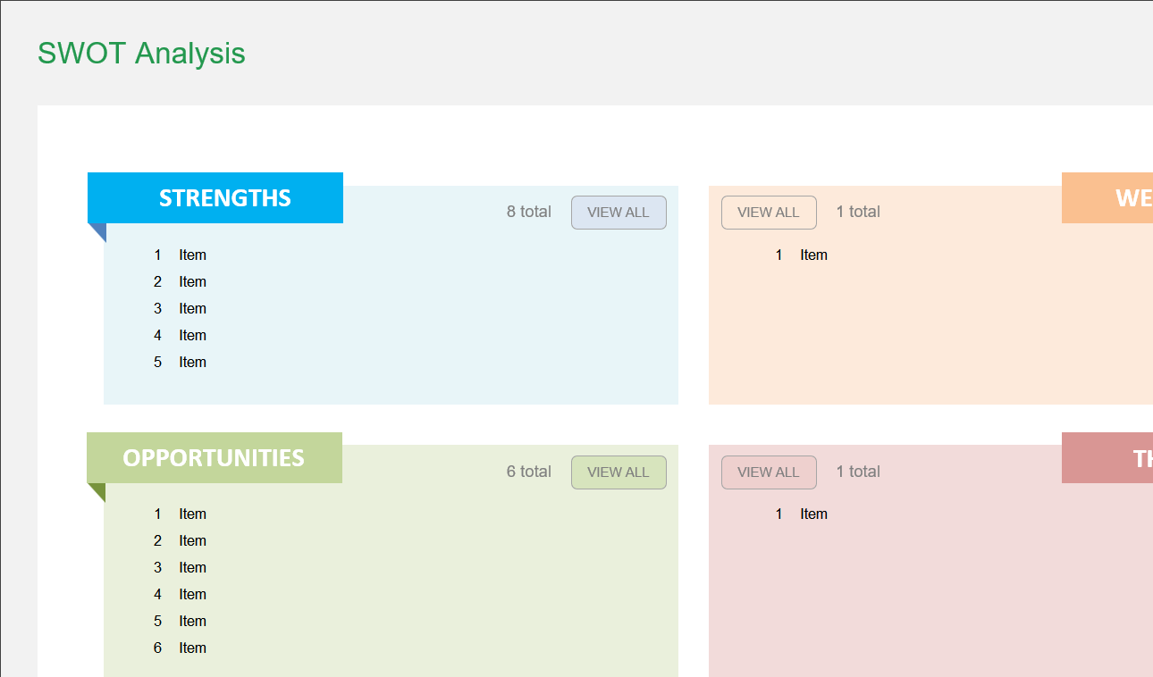 Marketing SWOT Analysis Excel Template Default Image thumbnail image