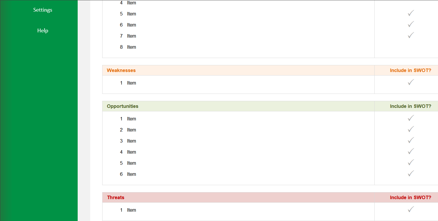 Marketing SWOT Analysis Excel Template Image 3