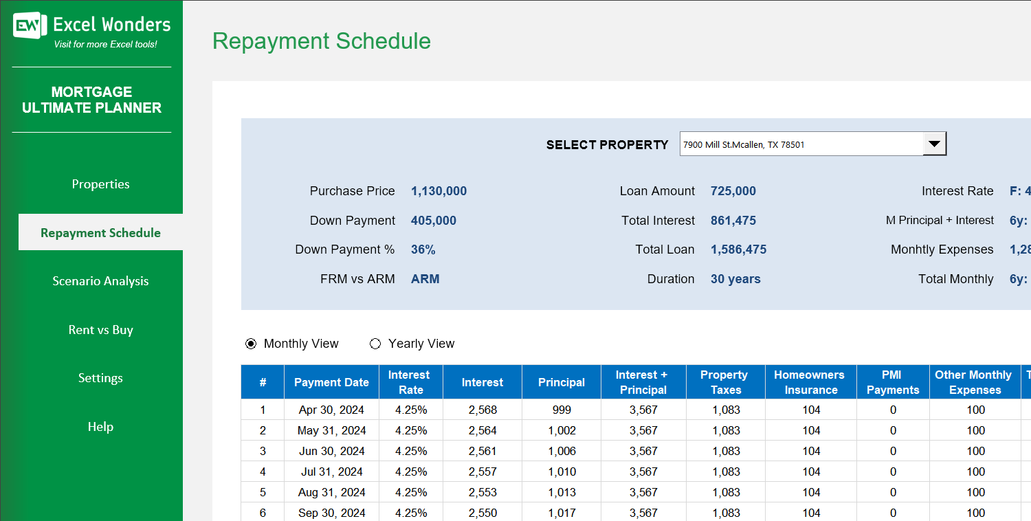 Mortgage Ultimate Planner Excel Template Image 3