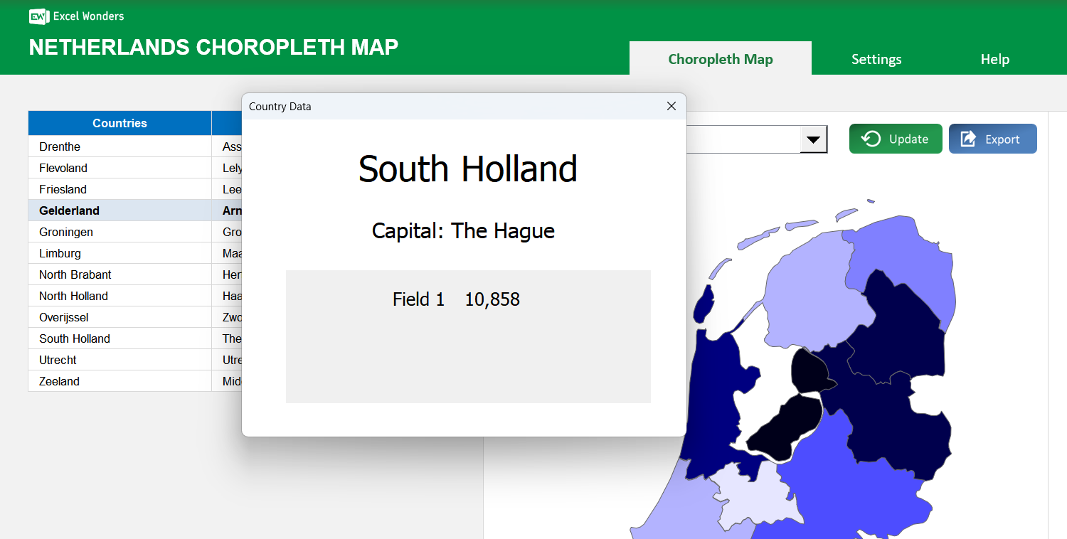 Netherlands Choropleth Map Excel Template Image 3