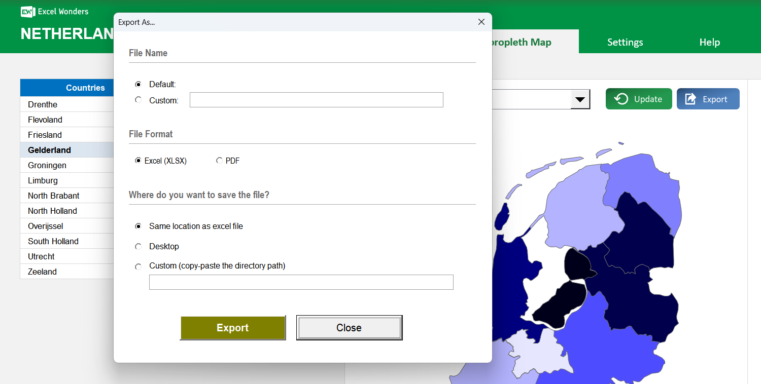 Netherlands Choropleth Map Excel Template Image 5
