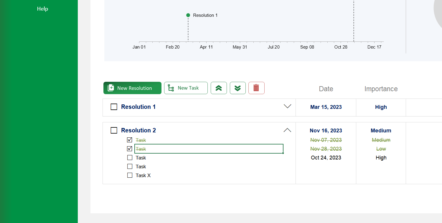 New Year's Resolution Tracking Excel Template Image 3