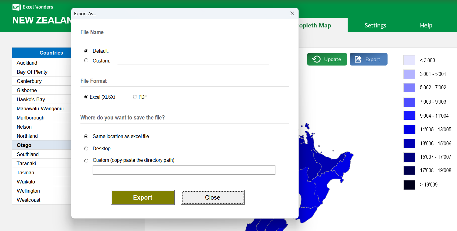 New Zealand Choropleth Map Excel Template Image 4