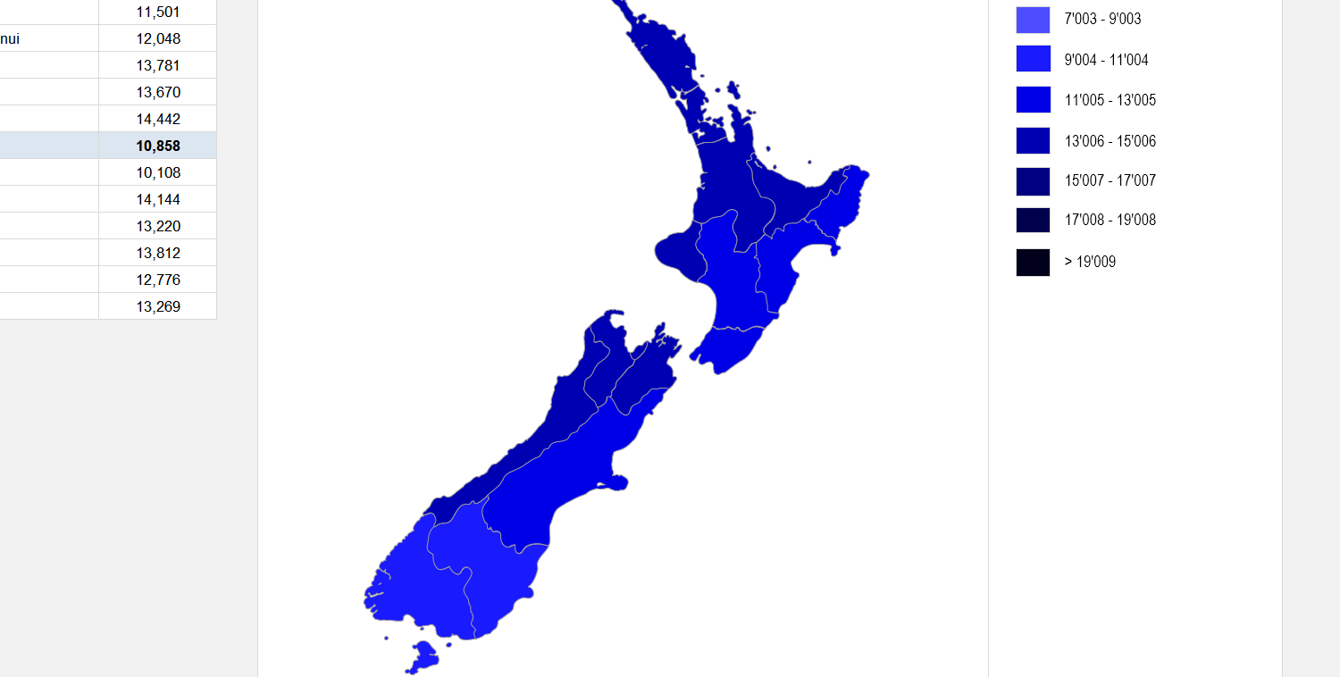 New Zealand Choropleth Map Excel Template Image 5