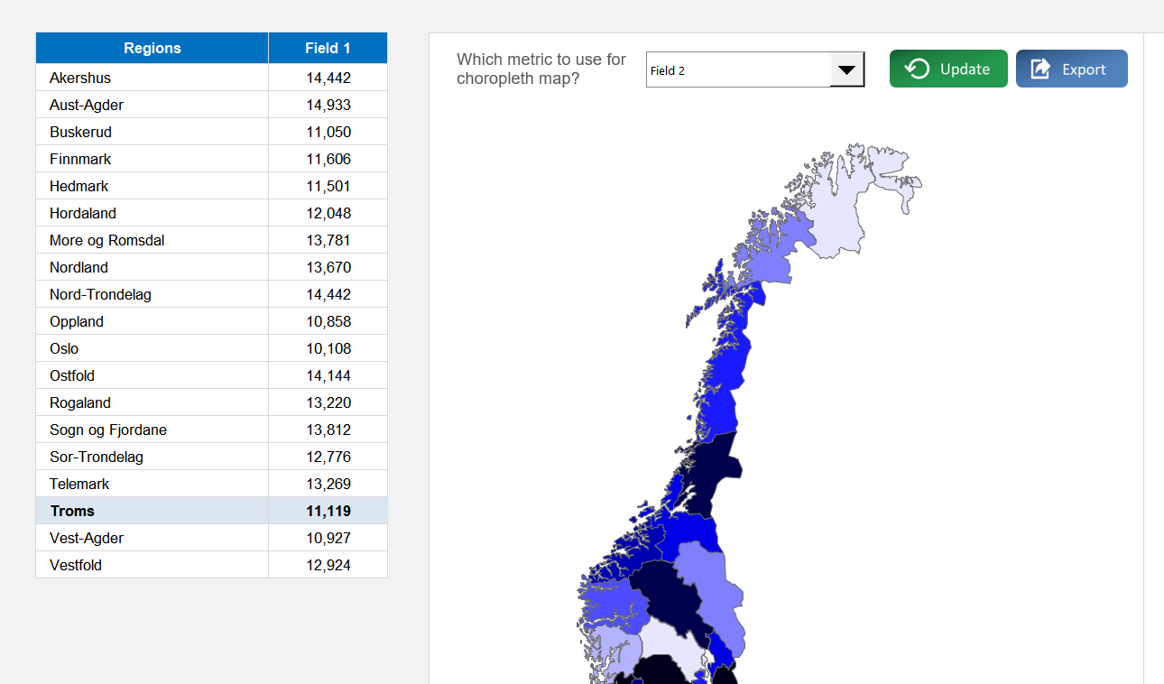 Norway Choropleth Map Excel Template Default Image thumbnail image