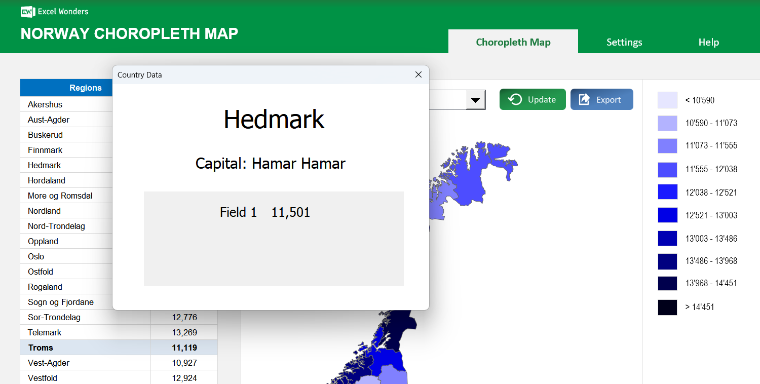 Norway Choropleth Map Excel Template Image 3