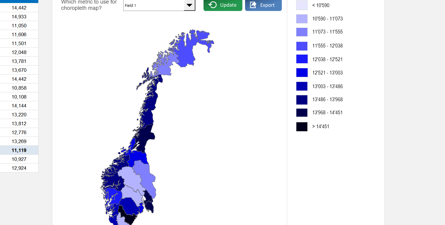 Norway Choropleth Map Excel Template Image 4