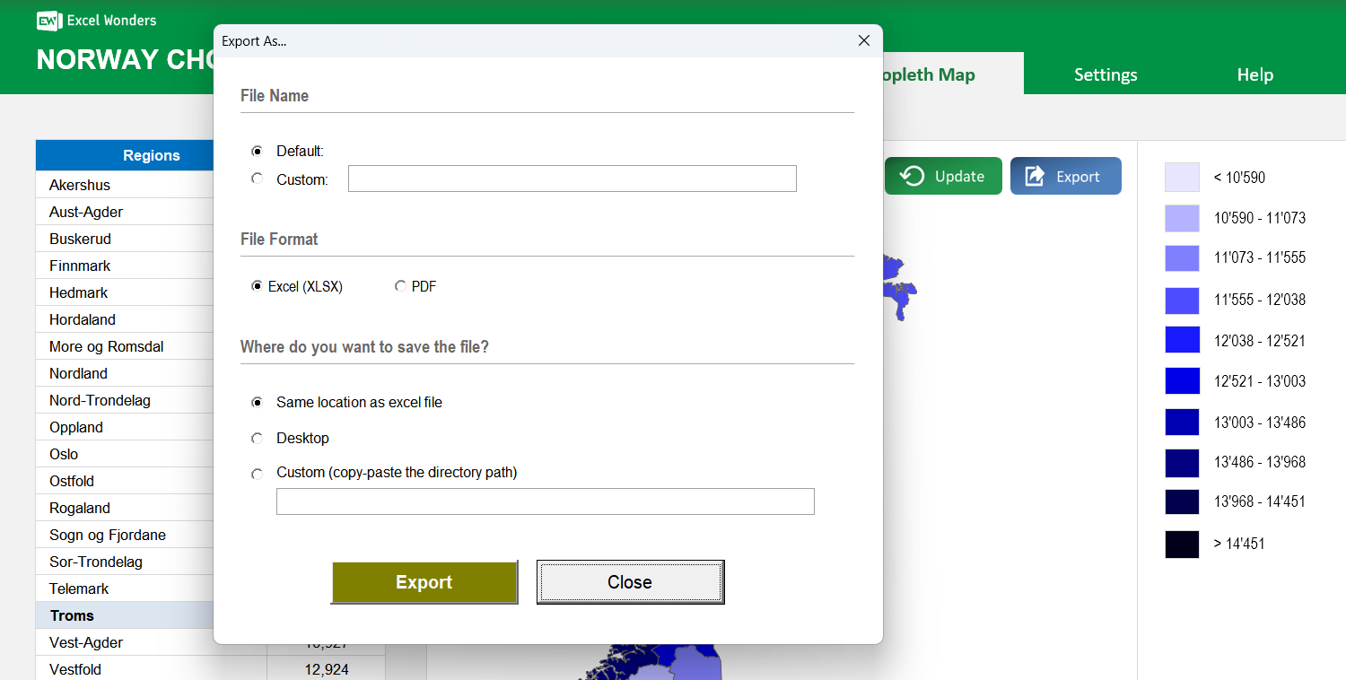 Norway Choropleth Map Excel Template Image 5