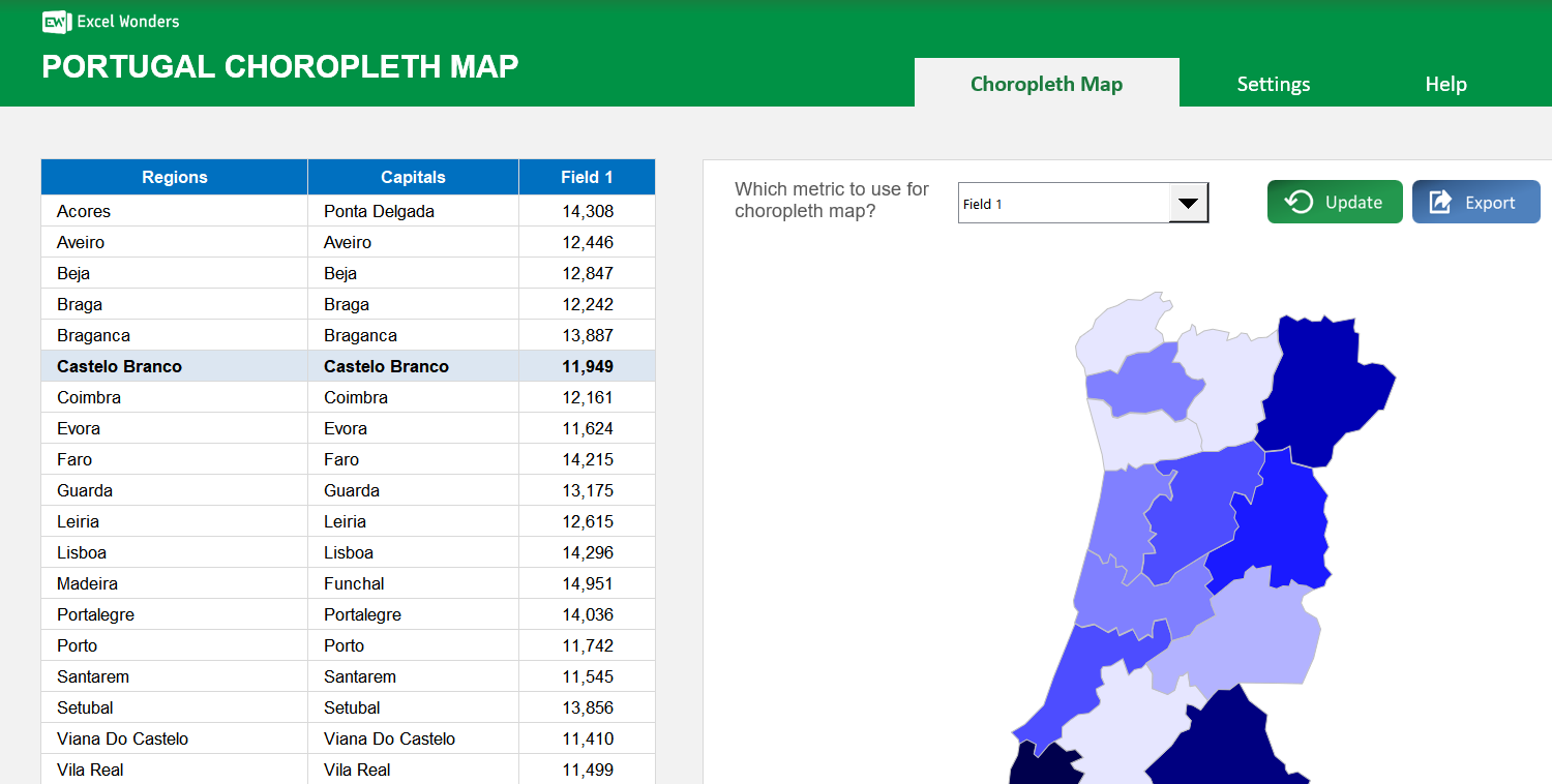 portugal-choropleth-map-excel-template main image