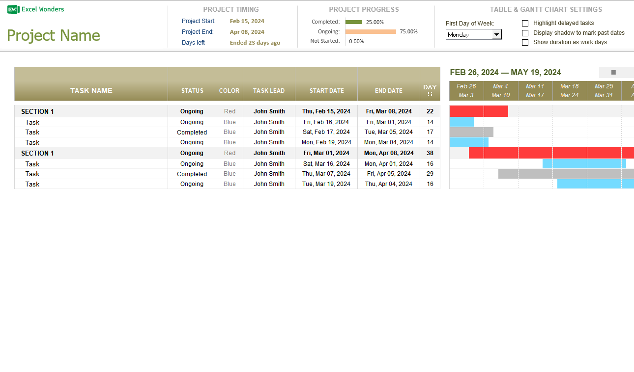 Project Gantt Excel Template Default Image thumbnail image