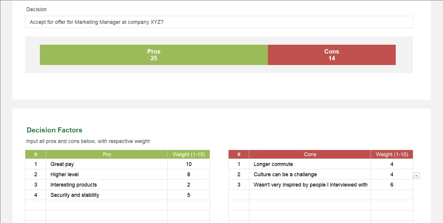 Pros and Cons List Excel Template Image 5