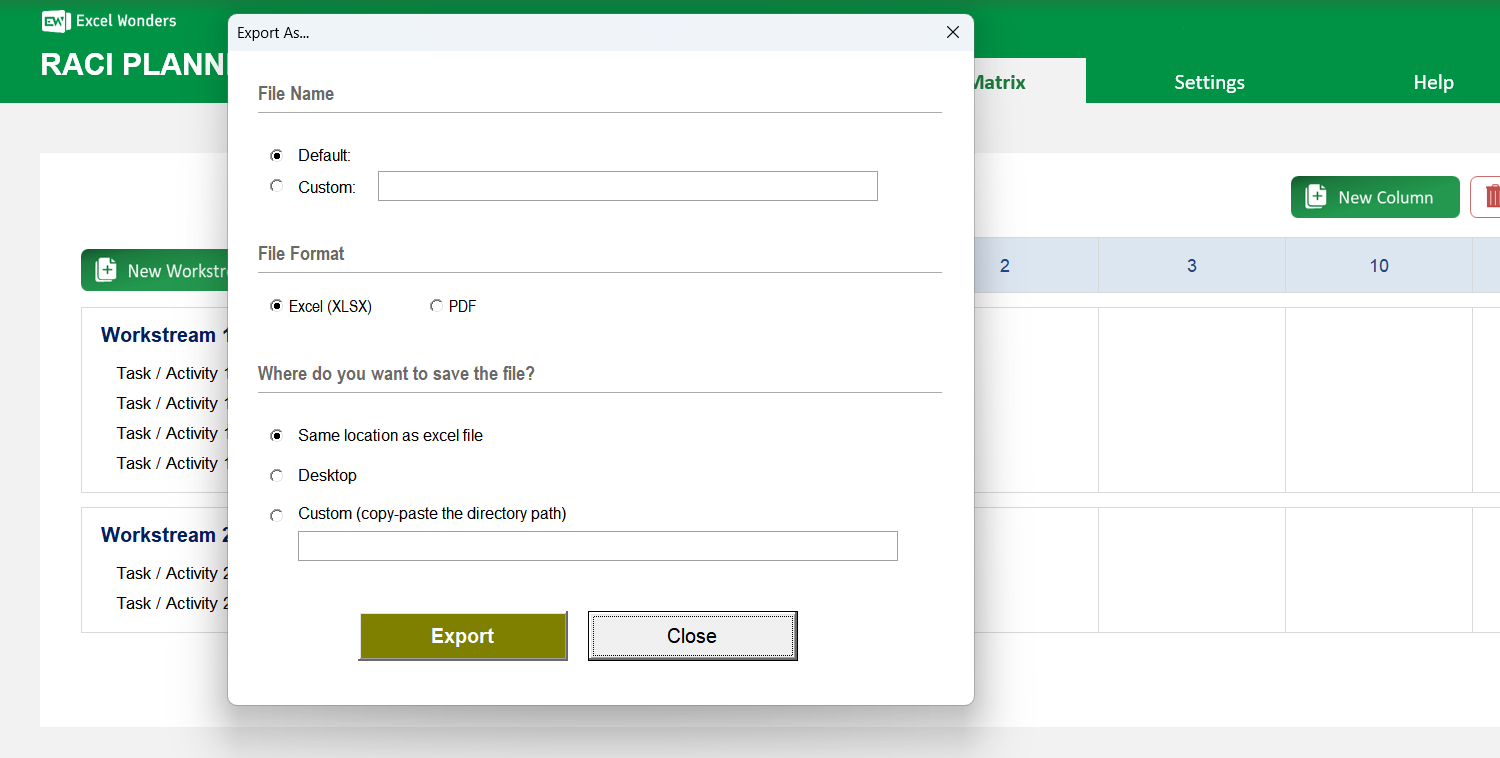 RACI Planner Excel Template Image 3