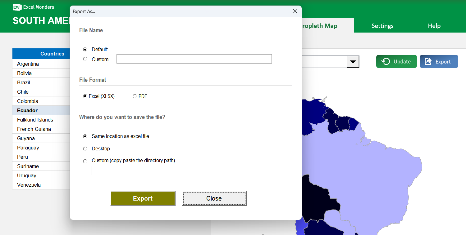 South America Choropleth Map Excel Template Image 5