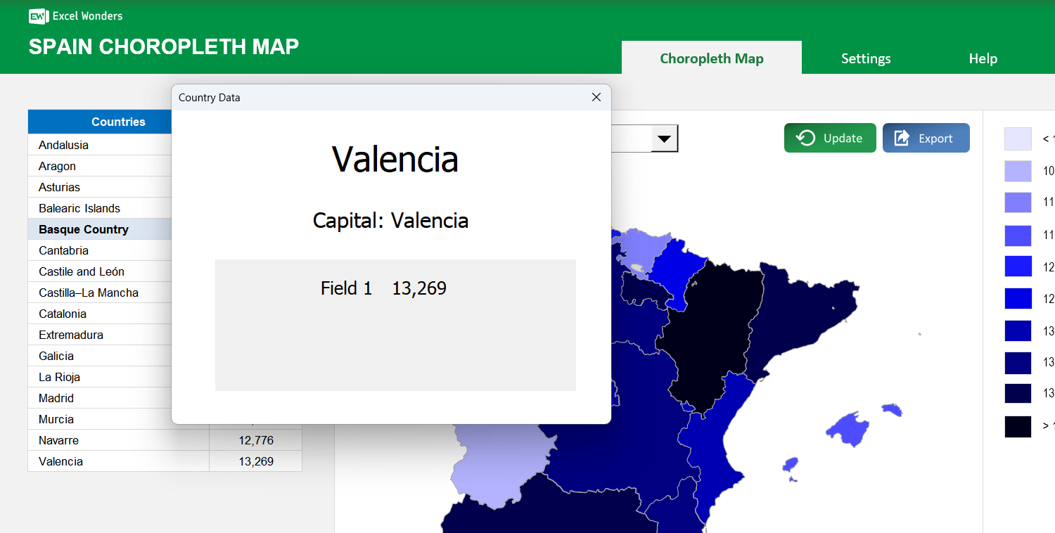 Spain Choropleth Map Excel Template Image 3