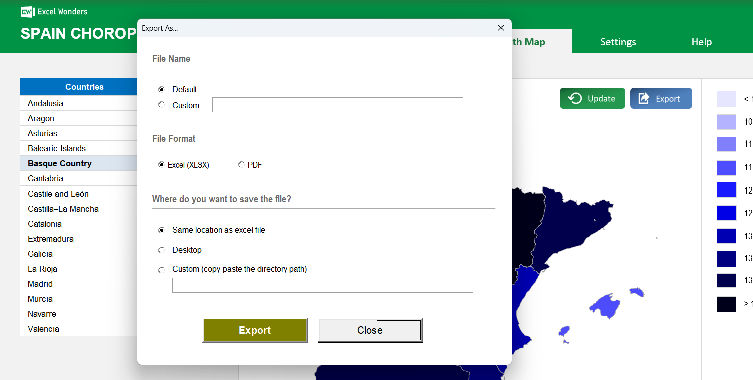 Spain Choropleth Map Excel Template Image 4