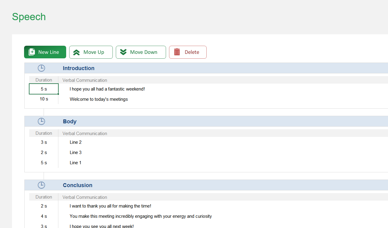 Speech Planner Excel Template Default Image thumbnail image