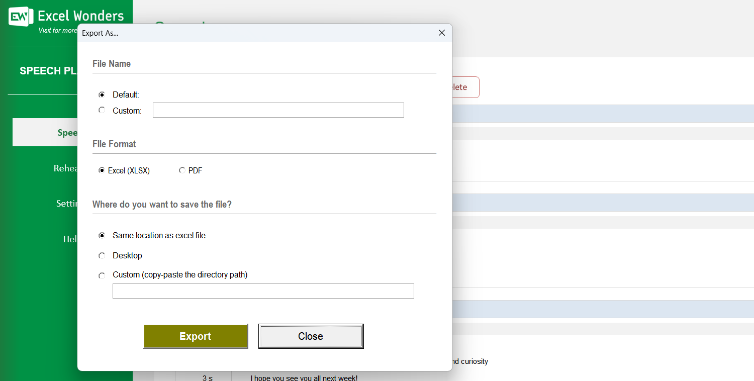 Speech Planner Excel Template Image 5