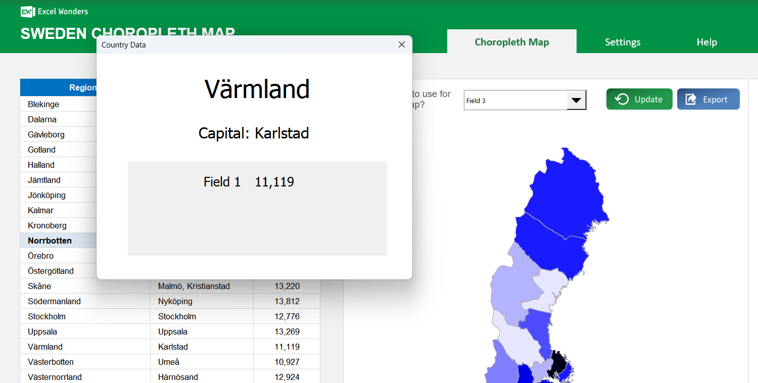 Sweden Choropleth Map Excel Template Image 4