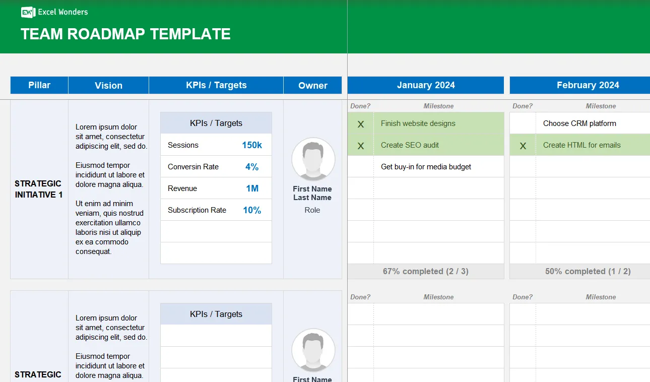 Team Roadmap Excel Template Default Image thumbnail image
