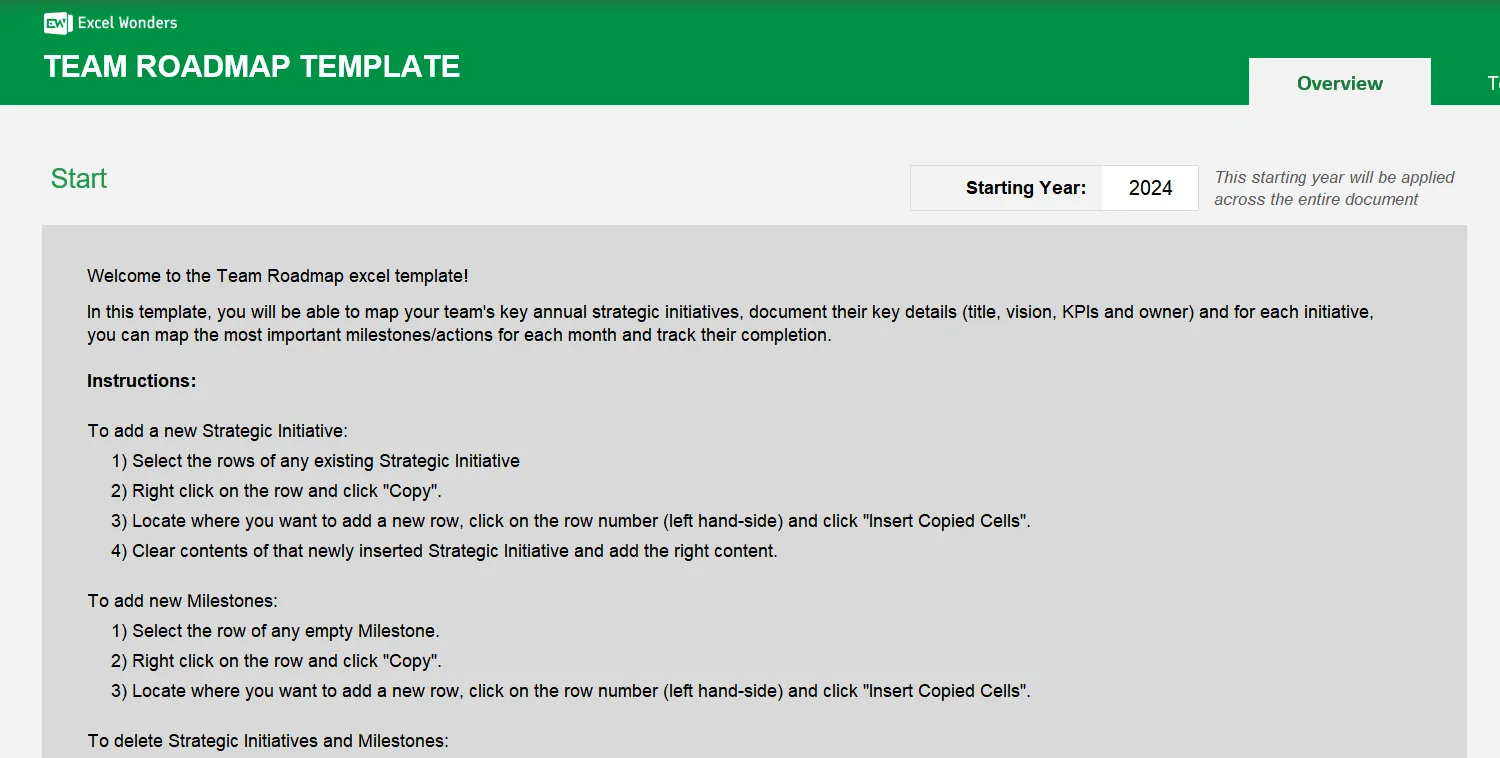 Team Roadmap Excel Template Image 3