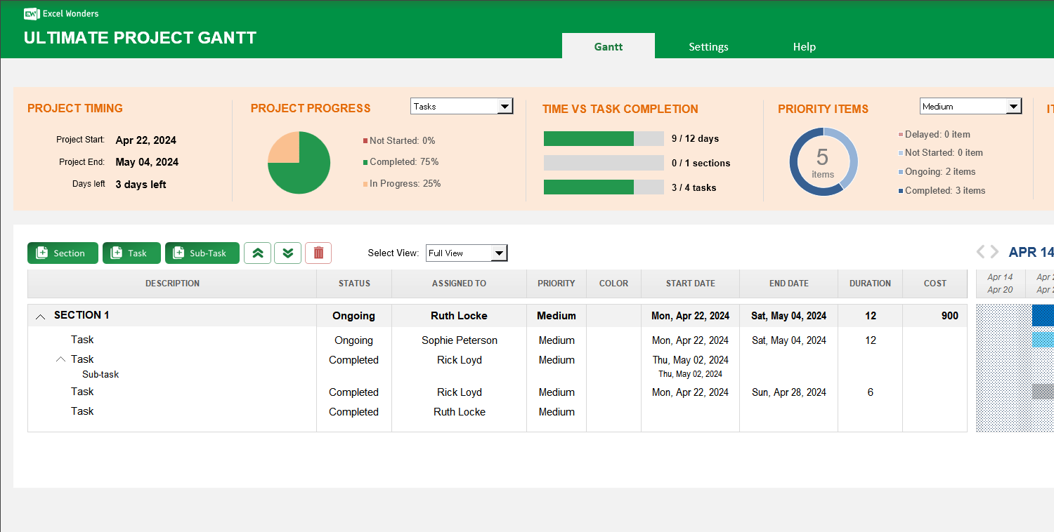 ultimate-project-gantt-excel-template main image